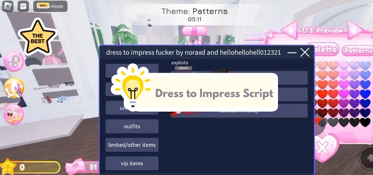 Dress to Impress Script