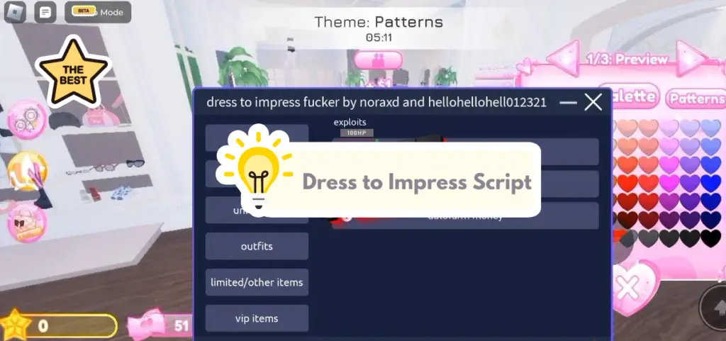 Dress to Impress Script